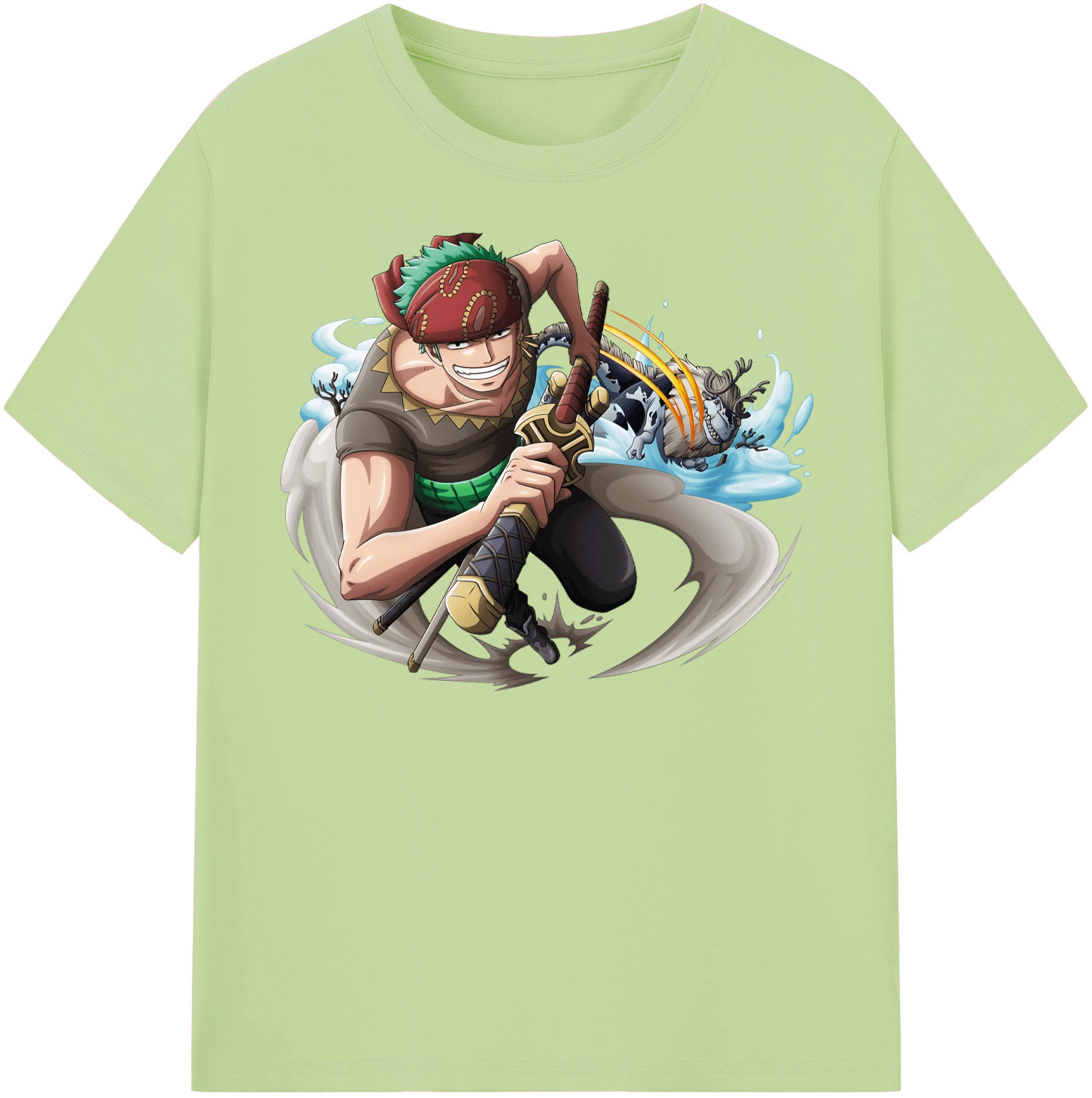 ワンピース ロロノア・ゾロ ONE PIECE Roronoa Zoro 綿100％半袖Tシャツ（フロントプリント）